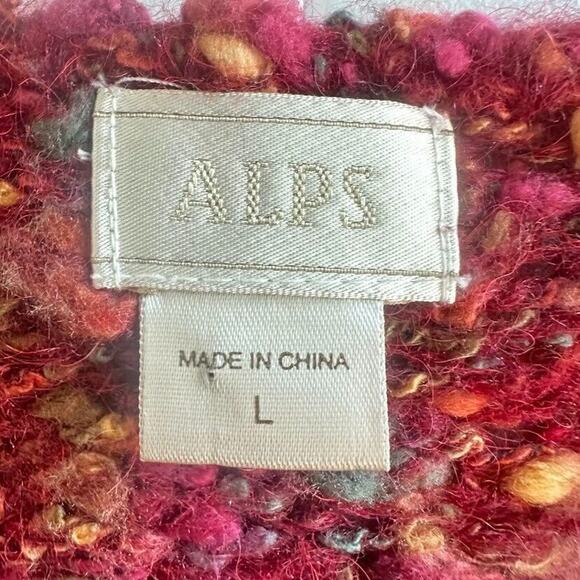 Alps Cardigan Sweater Womens Size Large Mohair Alpaca Blend Button Chunky Marled - Picture 5 of 6